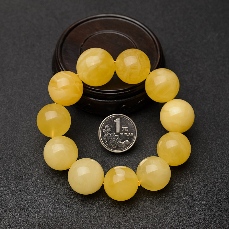 天然鸡油黄蜜蜡手串 - 红掌柜