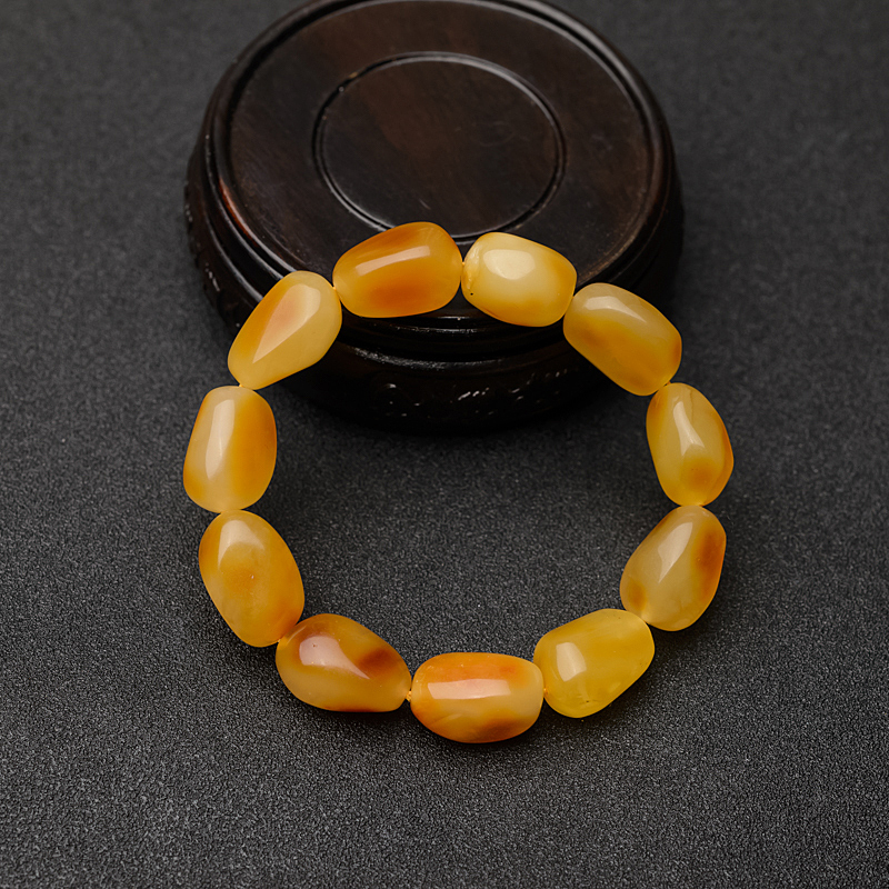 波罗的海天然俏色蜜蜡随形手串 - 红掌柜