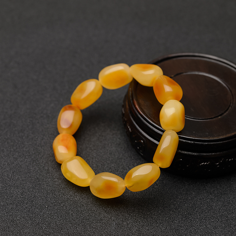 天然俏色蜜蜡随形手串 - 红掌柜