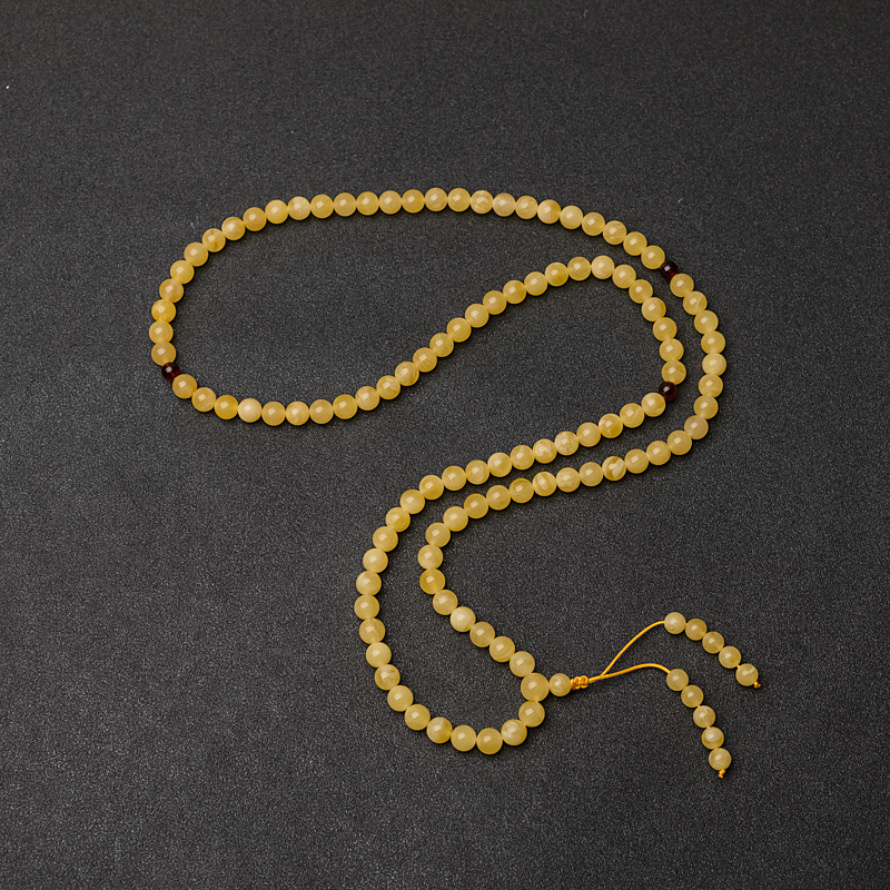 7.5mm鸡油黄蜜蜡佛珠-红掌柜