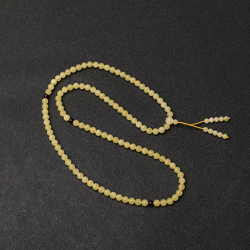 5mm浅黄蜜蜡佛珠-红掌柜