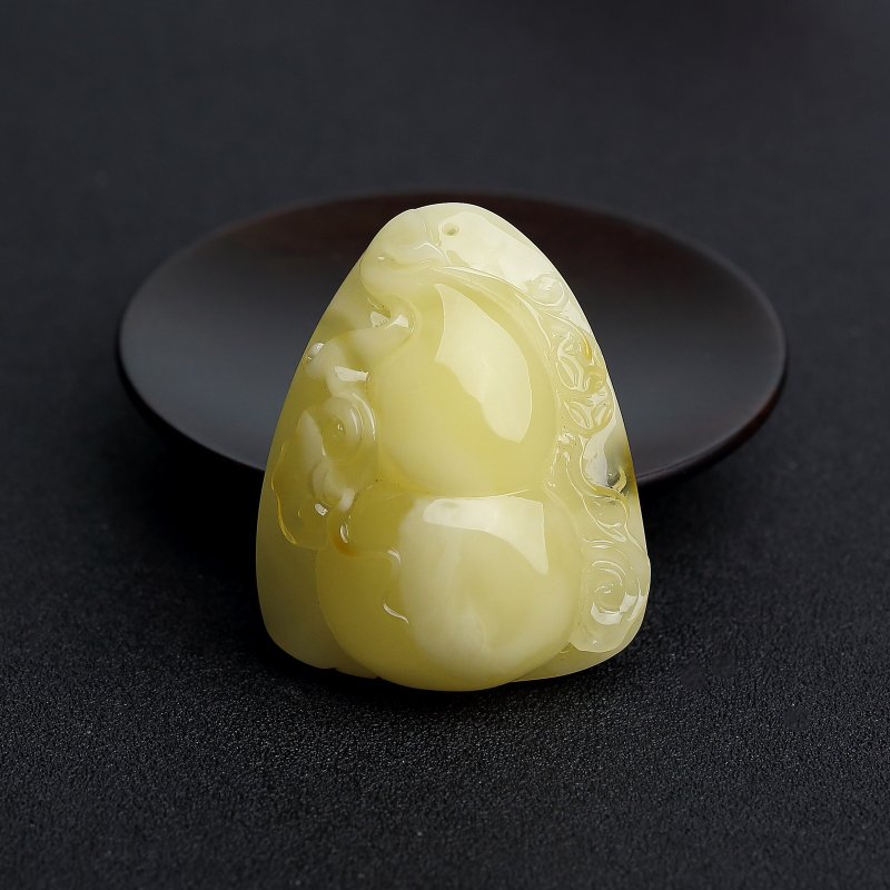 浅黄蜜蜡葫芦吊坠-红掌柜