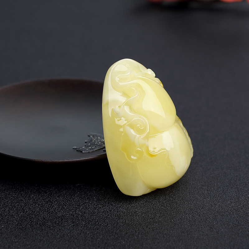 浅黄蜜蜡吊坠-红掌柜