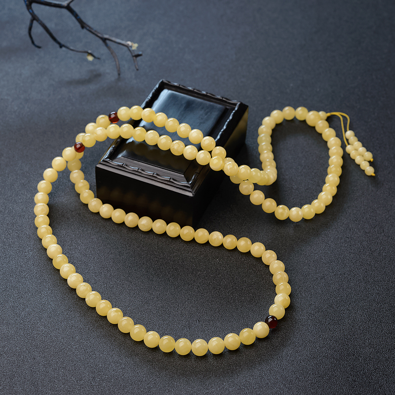 8mm白花蜜蜜蜡108佛珠-红掌柜