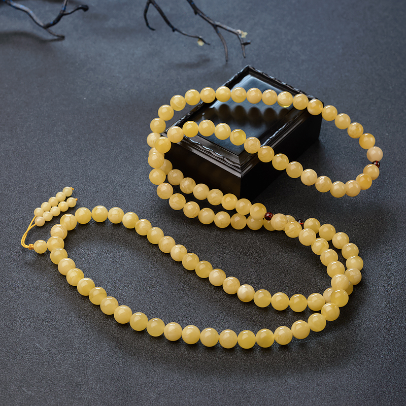 白花蜜蜜蜡108佛珠-红掌柜