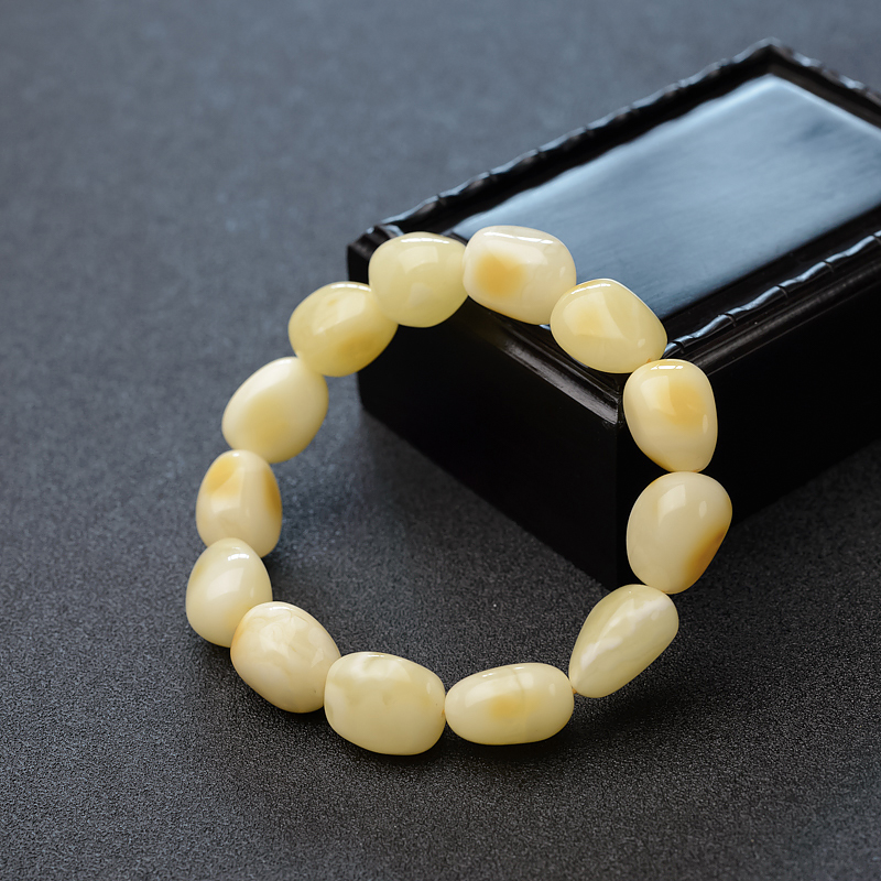 白花蜜蜜蜡随形手串-红掌柜