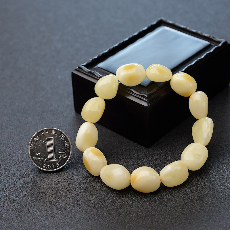 波罗的海白花蜜蜜蜡随形手串-红掌柜