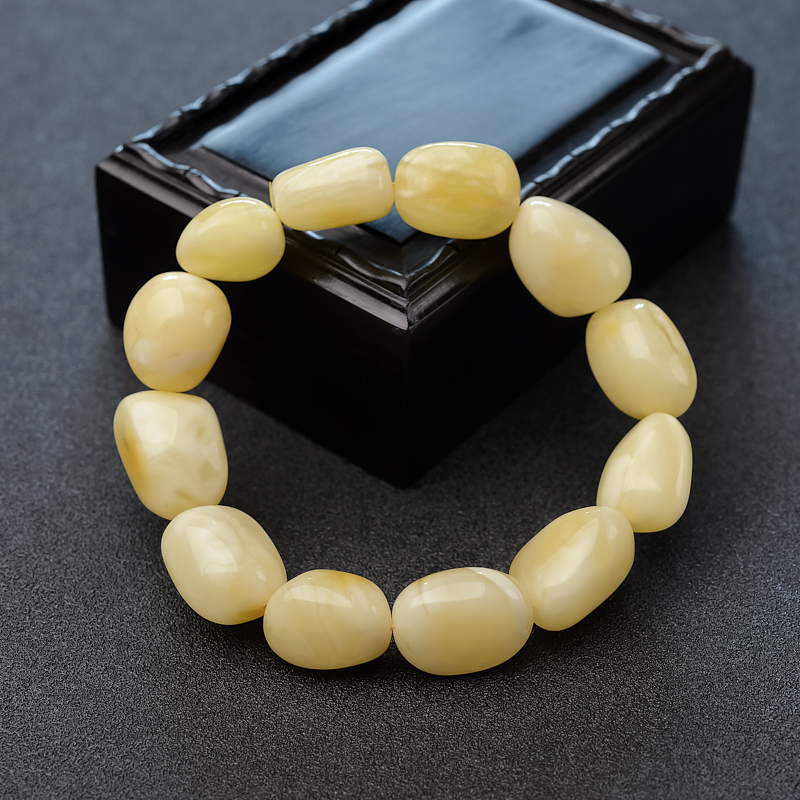 天然白花蜜蜜蜡随形手串-红掌柜