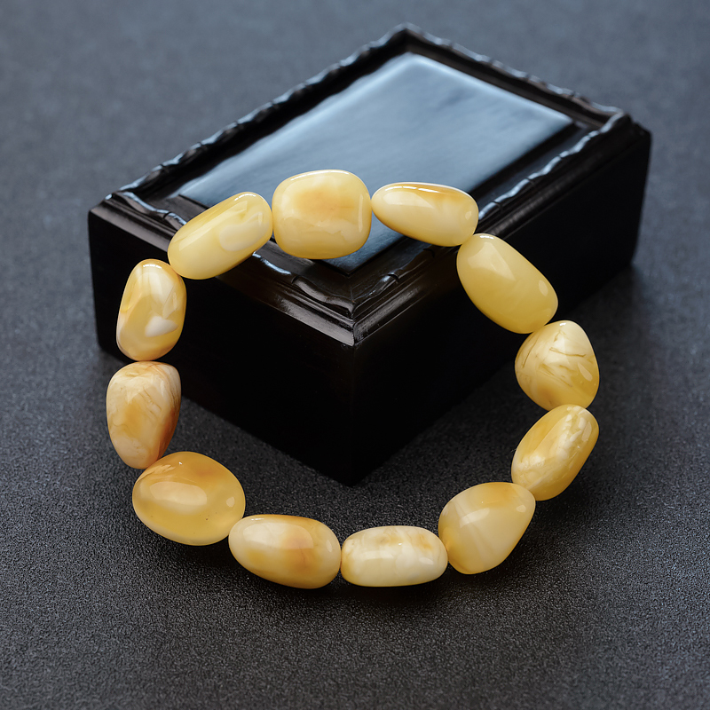 天然白花蜜蜜蜡随形手串-红掌柜