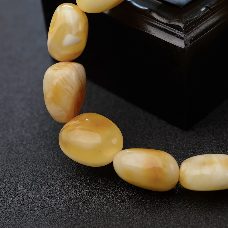 波罗的海白花蜜蜜蜡随形手串-红掌柜