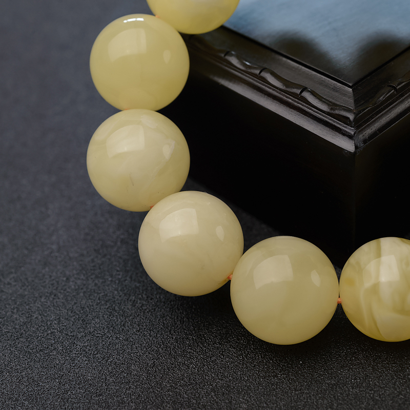 天然白花蜜蜜蜡手串-红掌柜