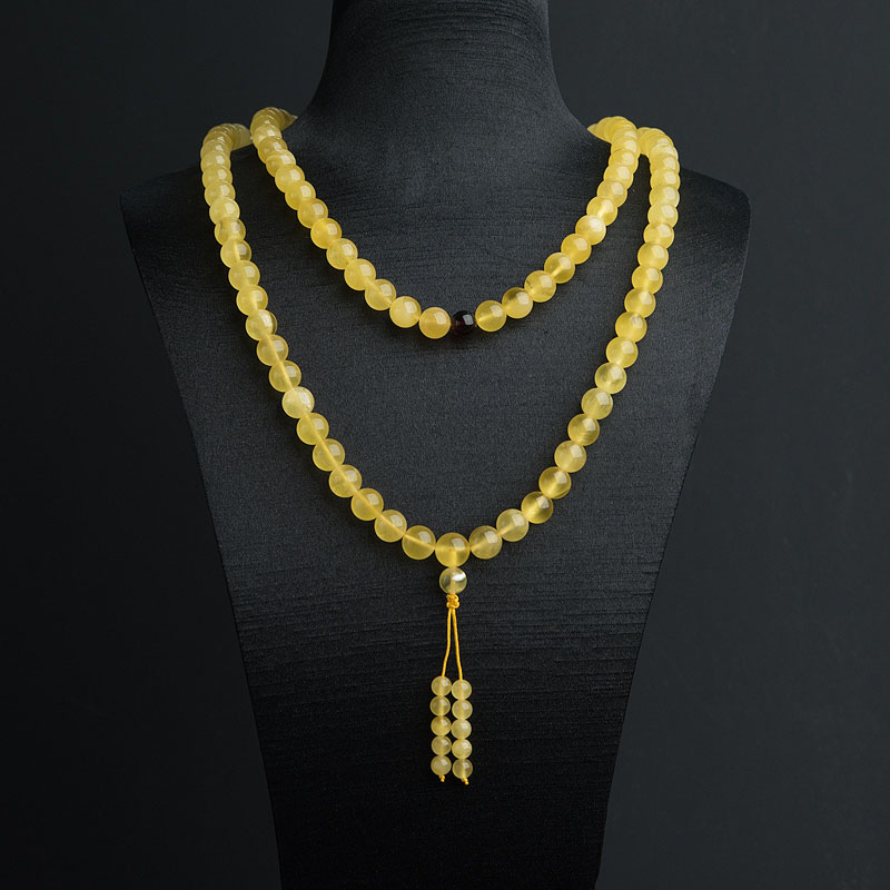 9mm鸡油黄金绞蜜108佛珠-红掌柜