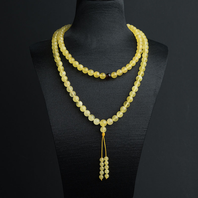 8mm鸡油黄金绞蜜108佛珠-红掌柜