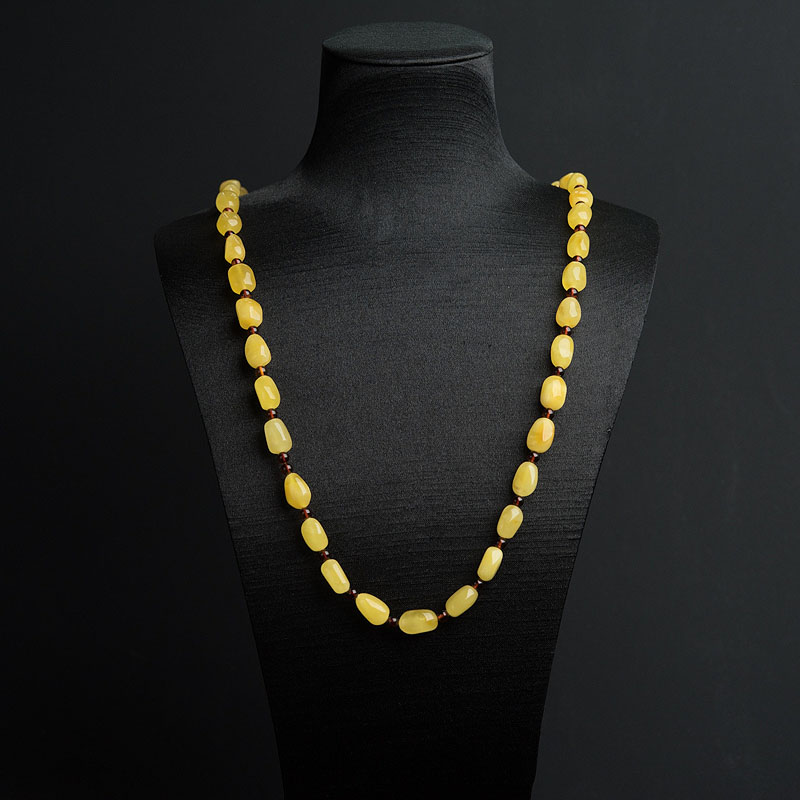 天然波罗的海鸡油黄蜜蜡随形项链-红掌柜