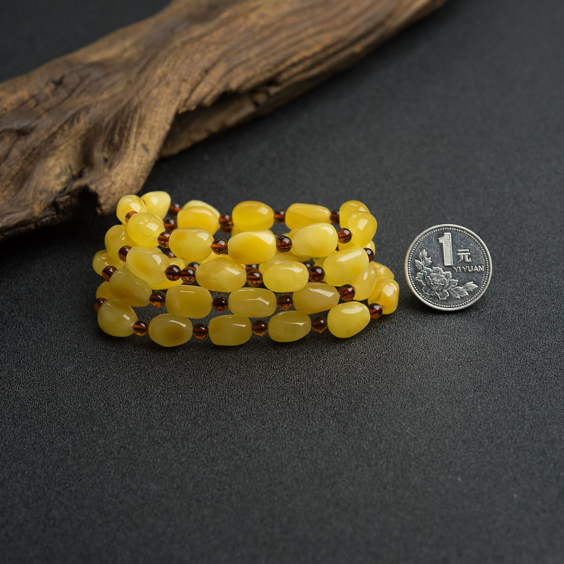 天然鸡油黄蜜蜡随形项链-红掌柜