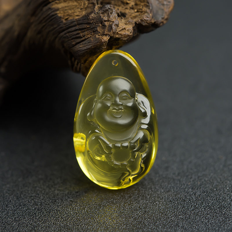 天然波罗的海金珀弥勒佛吊坠-红掌柜