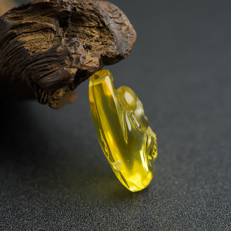 天然金珀弥勒佛吊坠-红掌柜