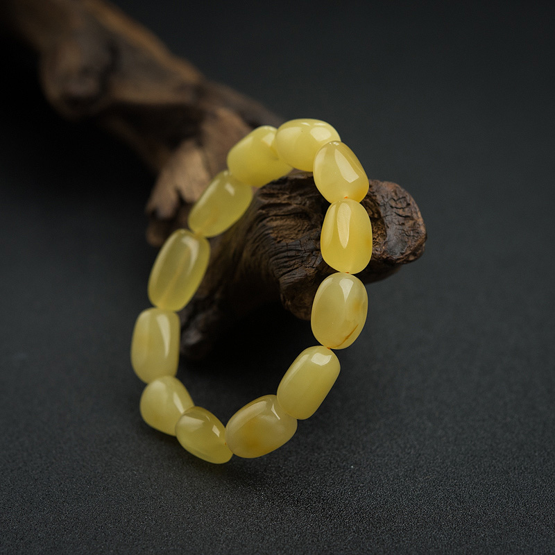 波罗的海鸡油黄蜜蜡随形手串-红掌柜