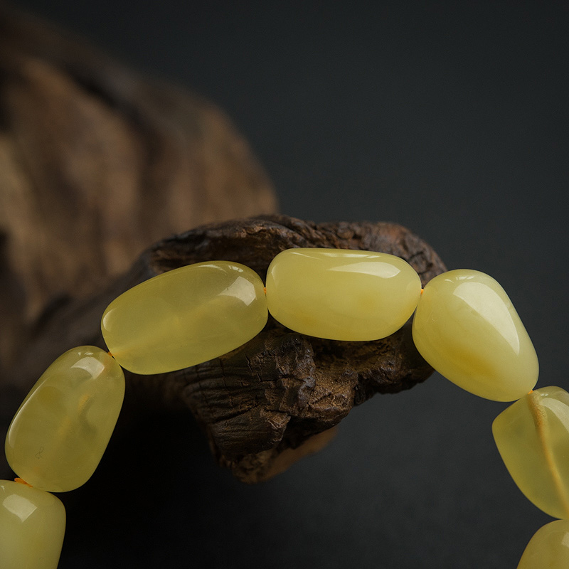 鸡油黄蜜蜡随形手串-红掌柜