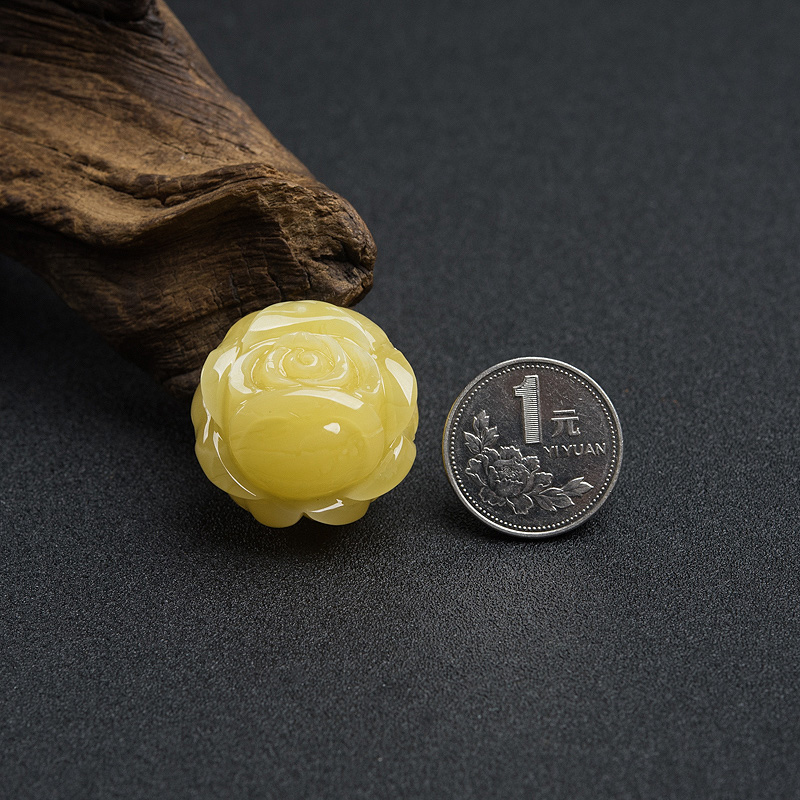 天然波蜜蜡玫瑰花吊坠-红掌柜