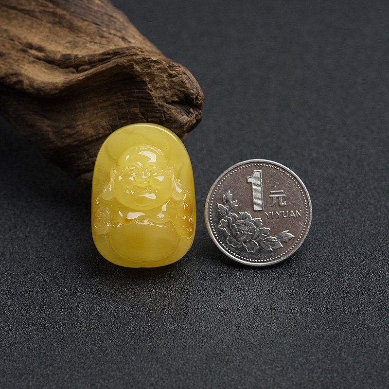 天然蜜蜡弥勒佛吊坠-红掌柜