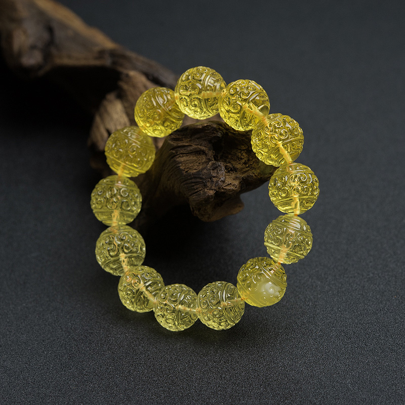 鸡油黄金绞蜜回纹珠手串-红掌柜