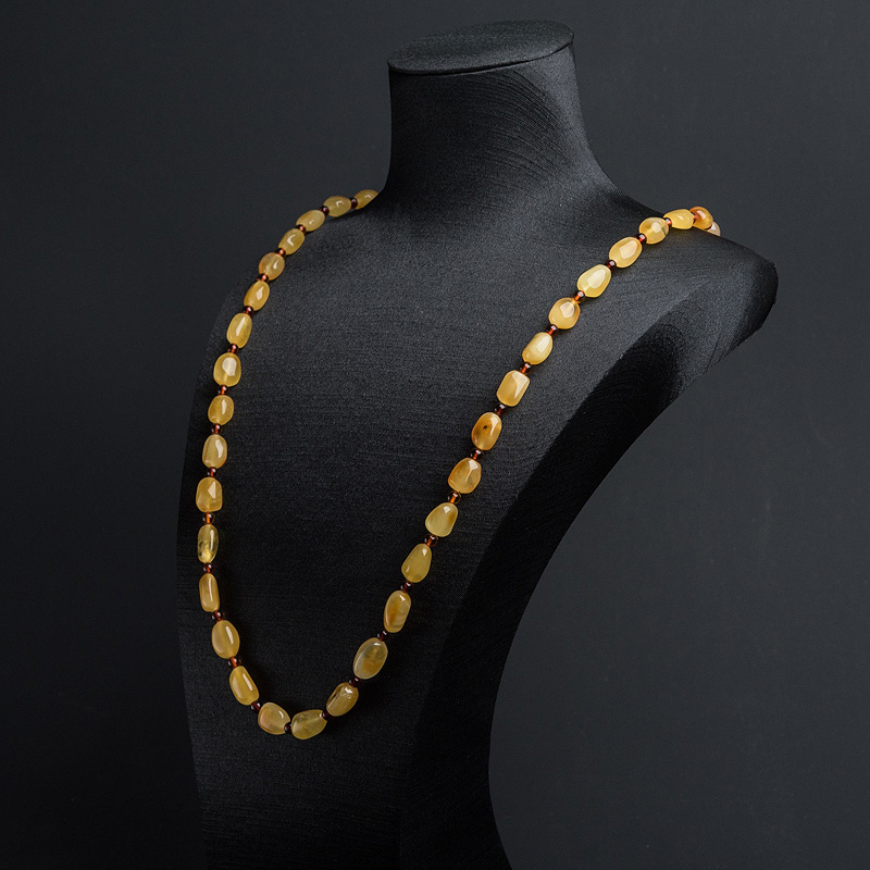 波罗的海俏色金绞蜜随形项链-红掌柜