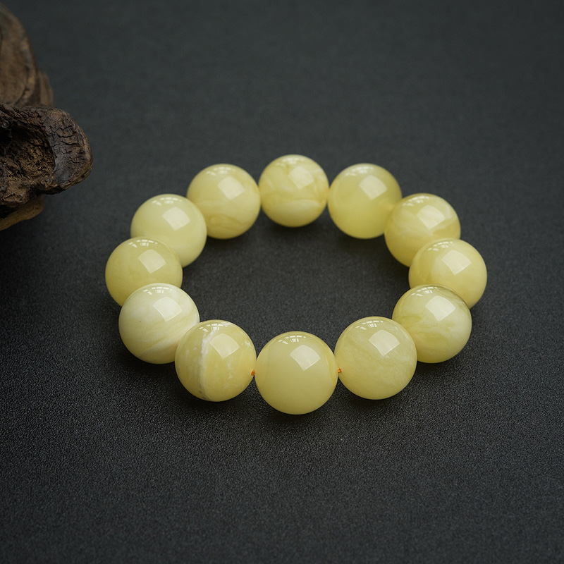 21mm鸡油黄蜜蜡手串-红掌柜