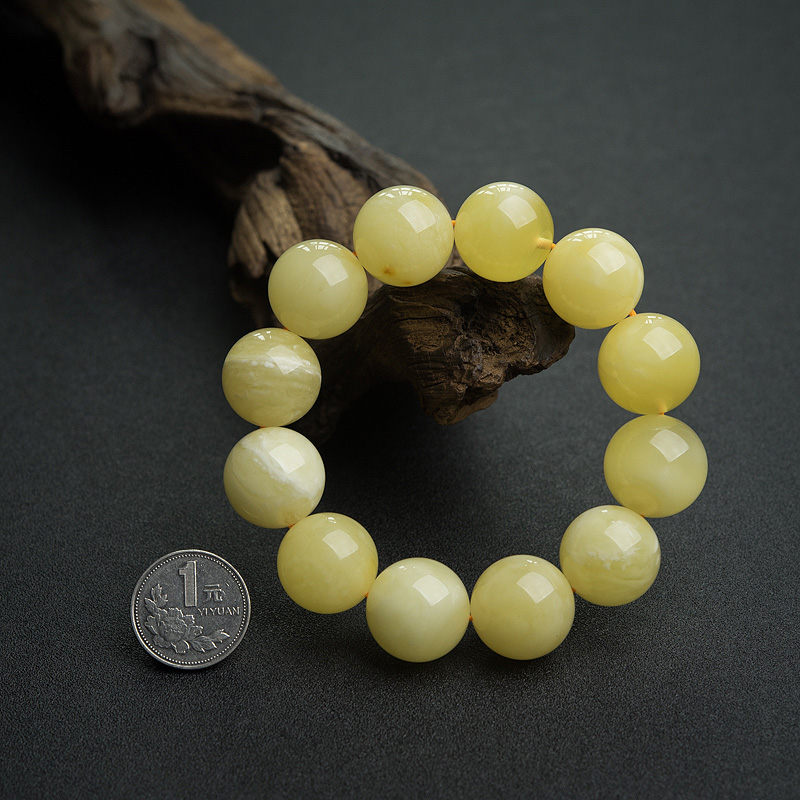 天然蜜蜡单圈手串-红掌柜