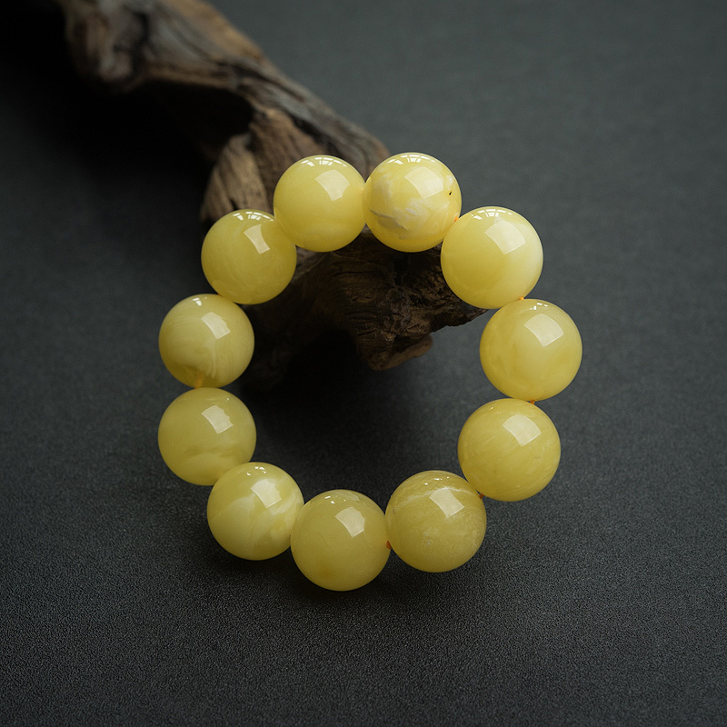 22.5mm鸡油黄蜜蜡手串-红掌柜