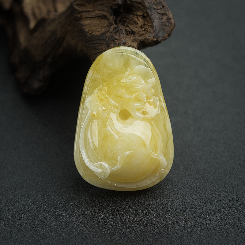 白花蜜蜡钱袋吊坠-红掌柜