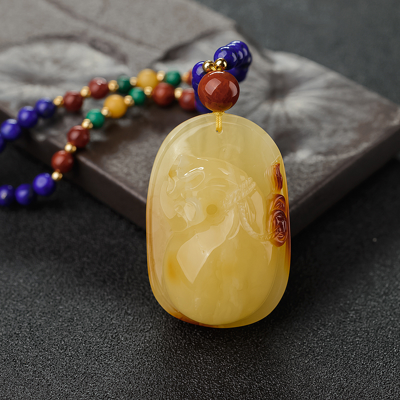 蜜蜡钱袋吊坠-红掌柜