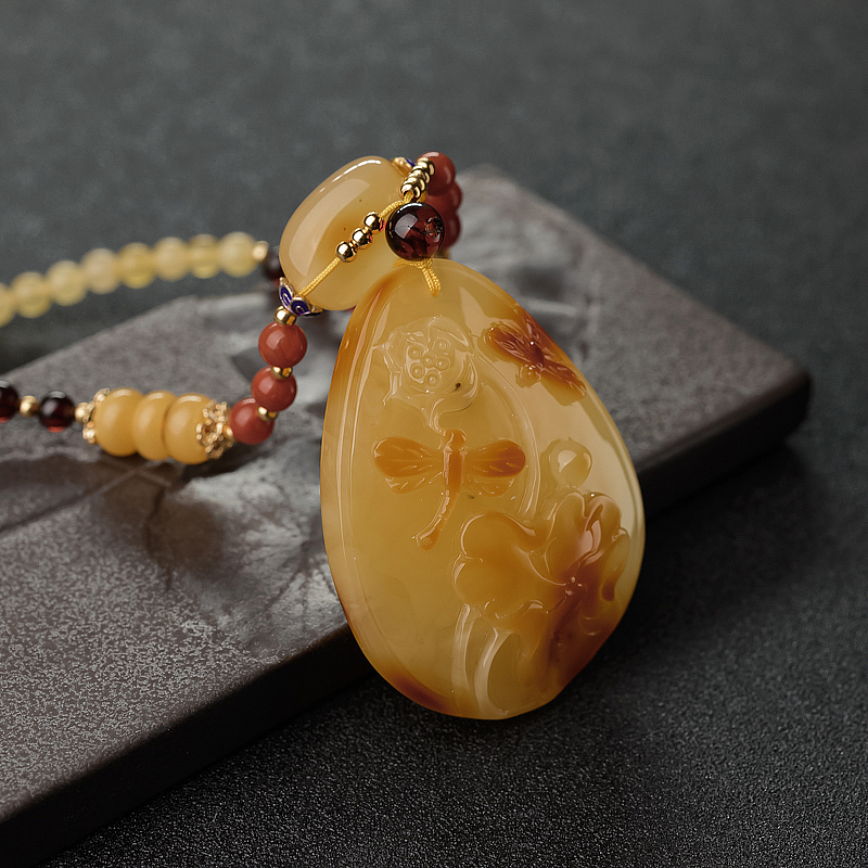 俏色蜜蜡项链-红掌柜