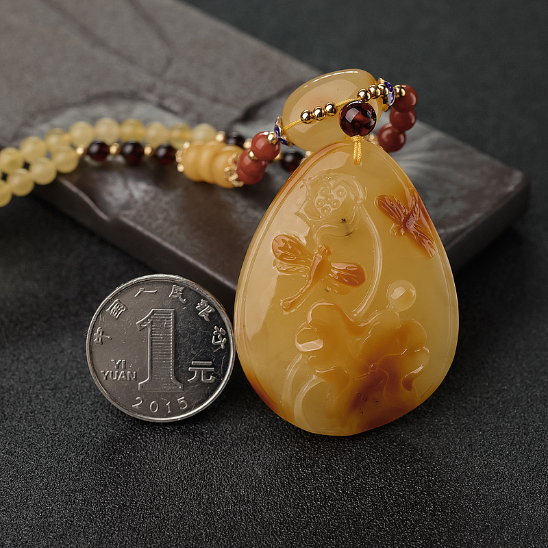 天然蜜蜡一品清廉吊坠-红掌柜