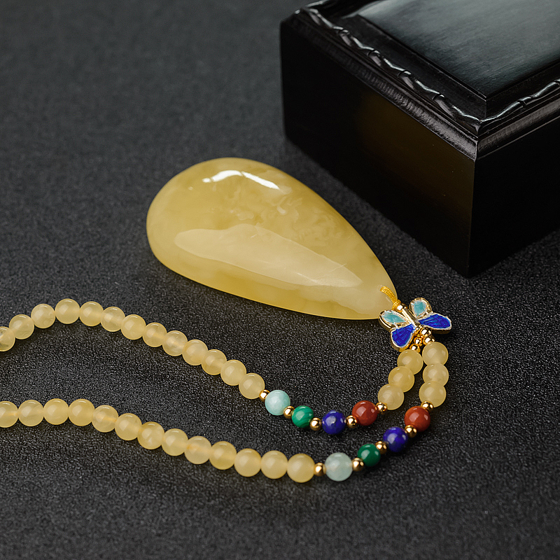 鸡油黄蜜蜡吊坠-红掌柜