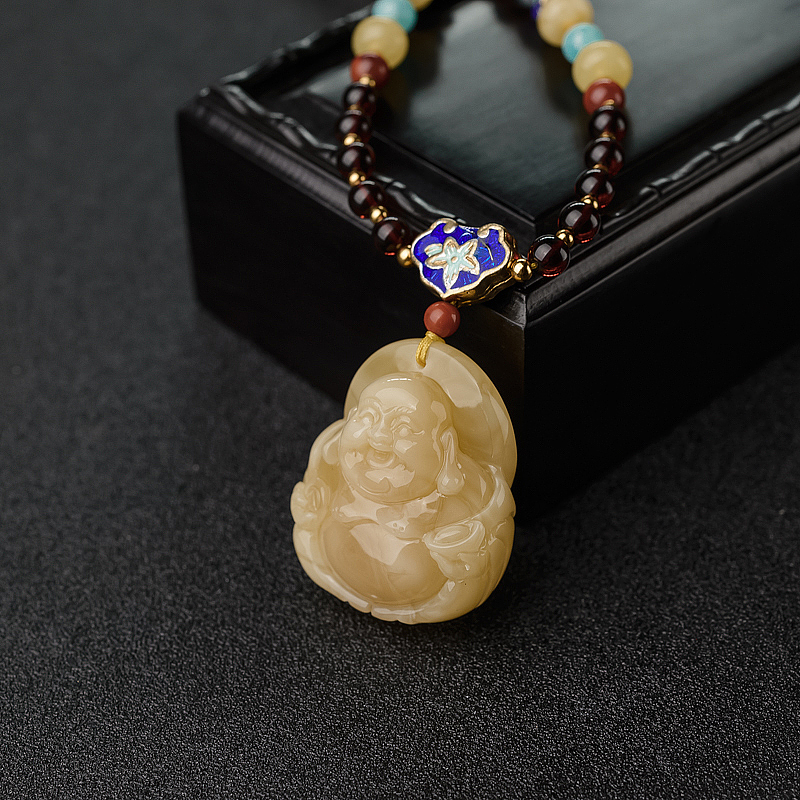 蜜蜡弥勒佛项链-红掌柜