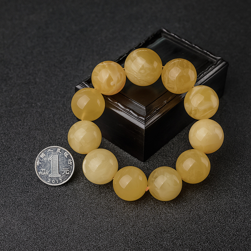 鸡油黄蜜蜡手串-红掌柜