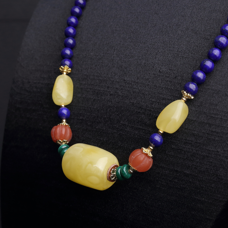 波罗的海天然蜜蜡桶珠项链-红掌柜