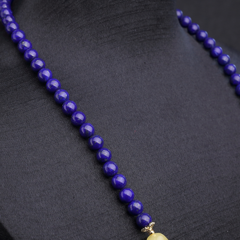 鸡油黄蜜蜡桶珠项链-红掌柜