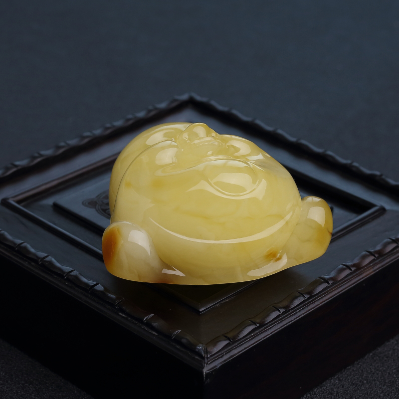 波罗的海天然带皮蜜蜡佛头吊坠-红掌柜