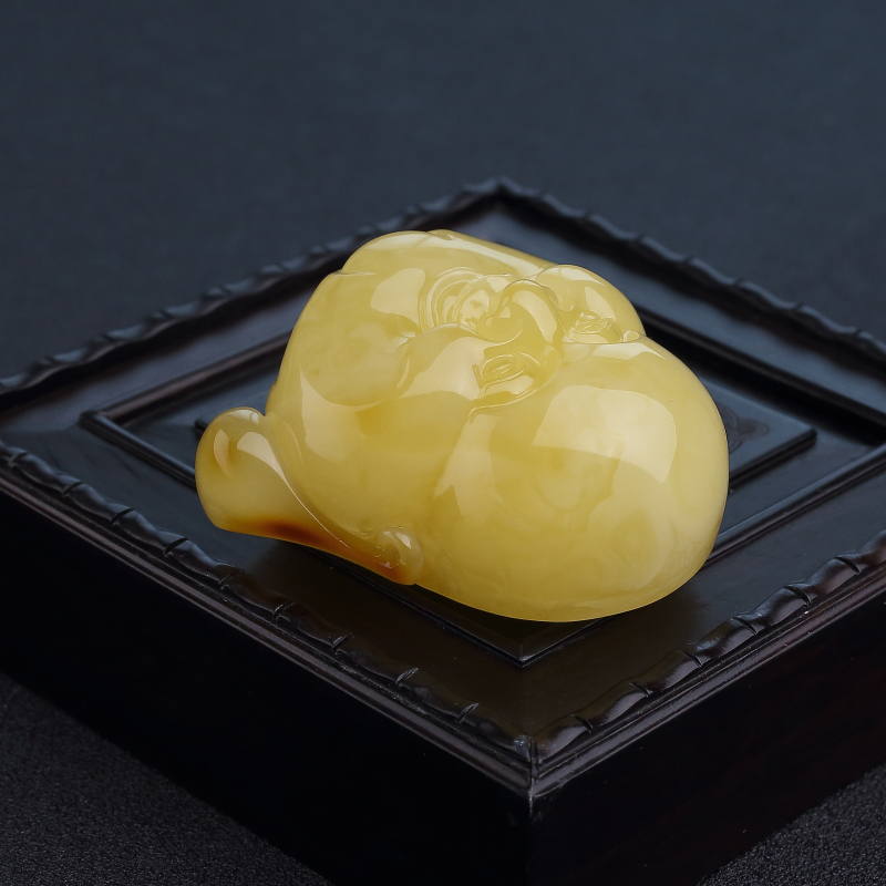 波罗的海天然带皮鸡油黄蜜蜡吊坠-红掌柜