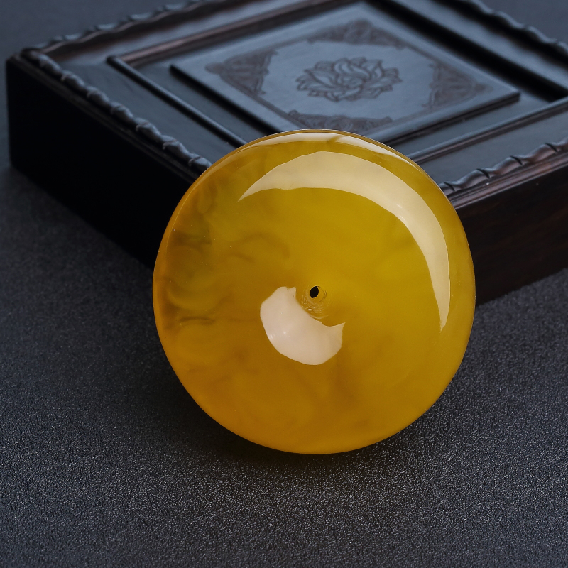 波罗的海天然鸡油黄蜜蜡平安扣吊坠-红掌柜