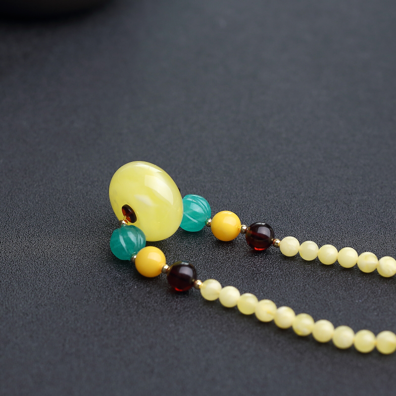 波罗的海天然鸡油黄蜜蜡锁骨链-红掌柜