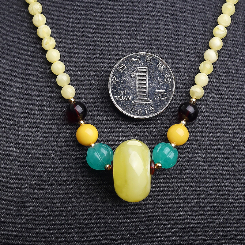 鸡油黄蜜蜡锁骨链-红掌柜