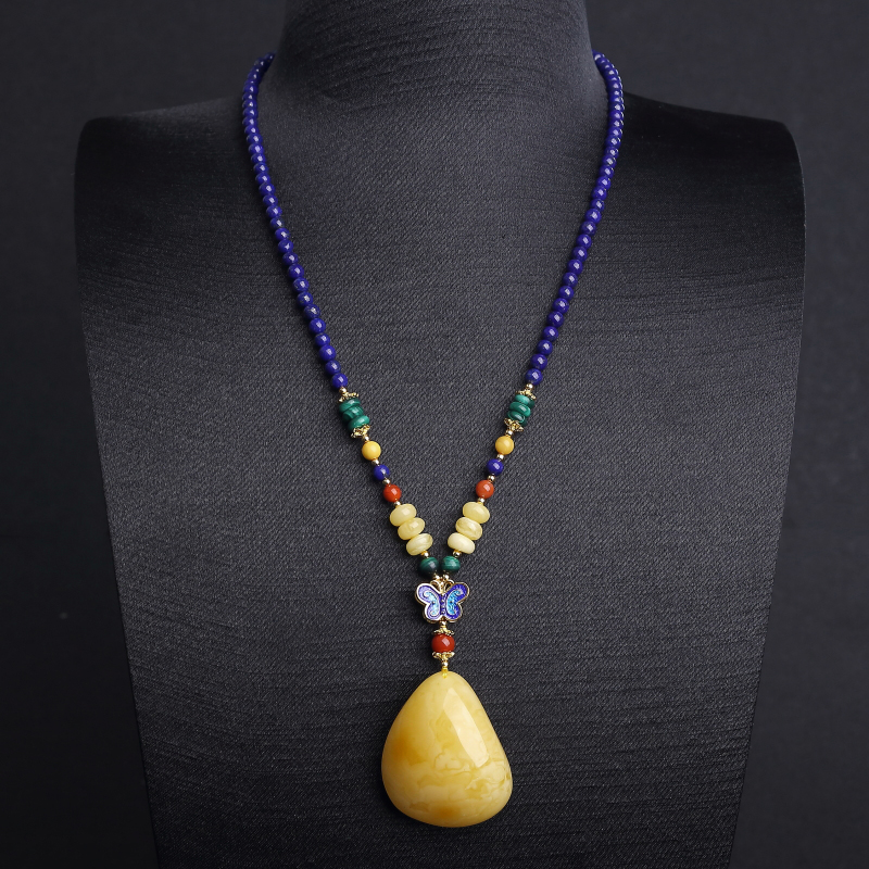 波罗的海天然鸡油黄蜜蜡随形项链-红掌柜