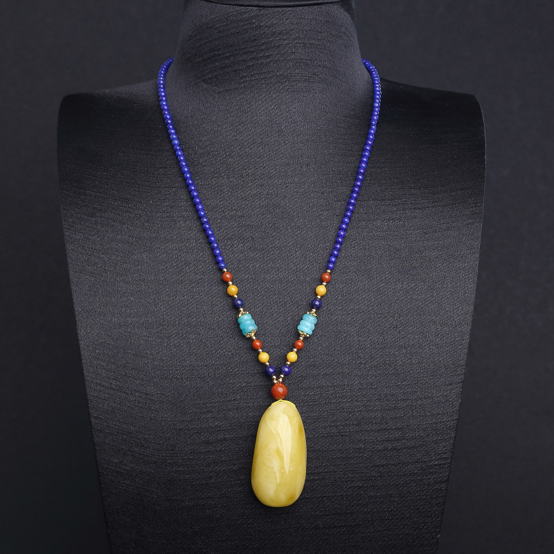 波罗的海天然鸡油黄蜜蜡随形项链-红掌柜