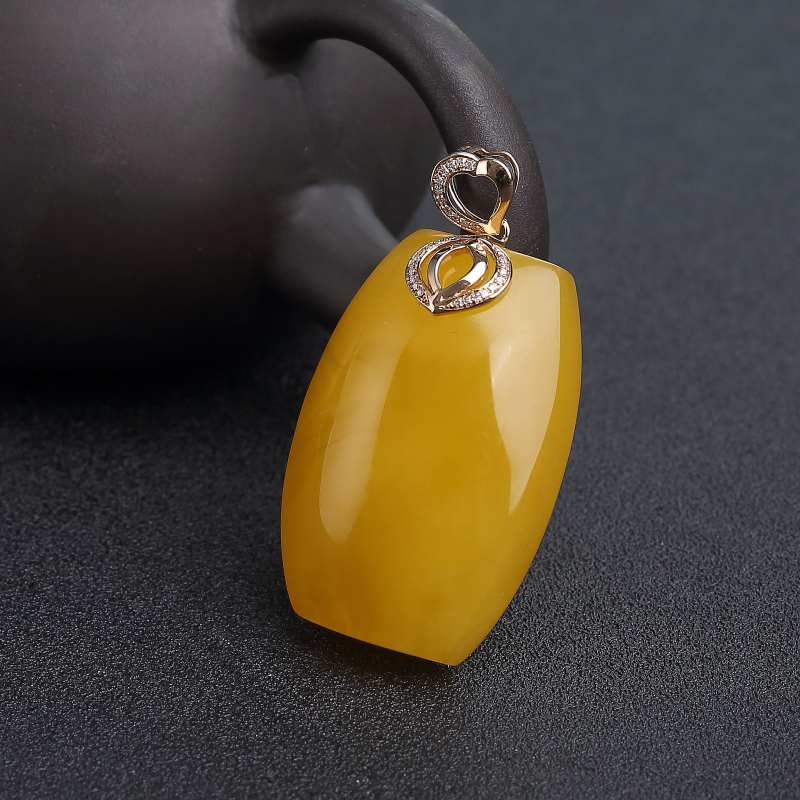 波罗的海鸡油黄蜜蜡无事牌吊坠-红掌柜