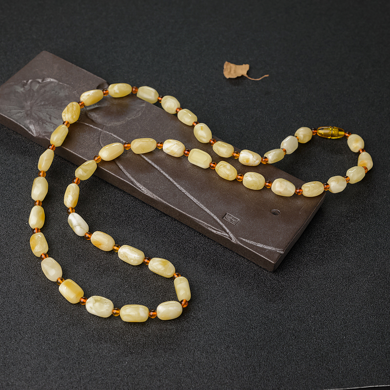 白花蜜蜜蜡随形项链-红掌柜