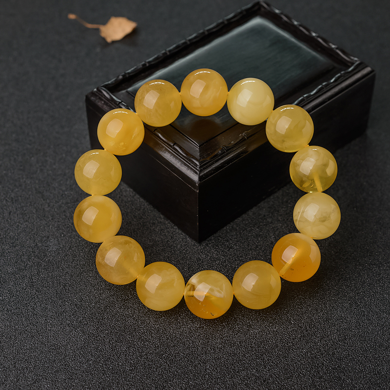 鸡油黄金绞蜜单圈手串-红掌柜