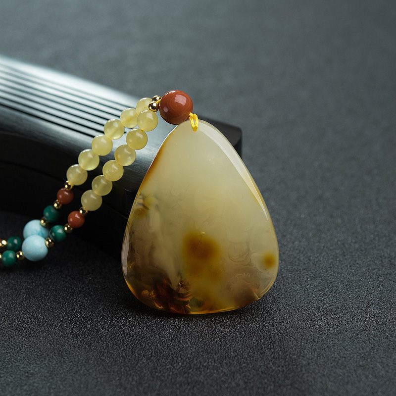 波罗的海天然俏色金绞蜜项链-红掌柜